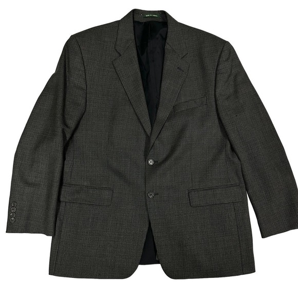 VTG Ralph Lauren Pure New Wool Sports Coat 44R Canada Blue Grey Herringbone